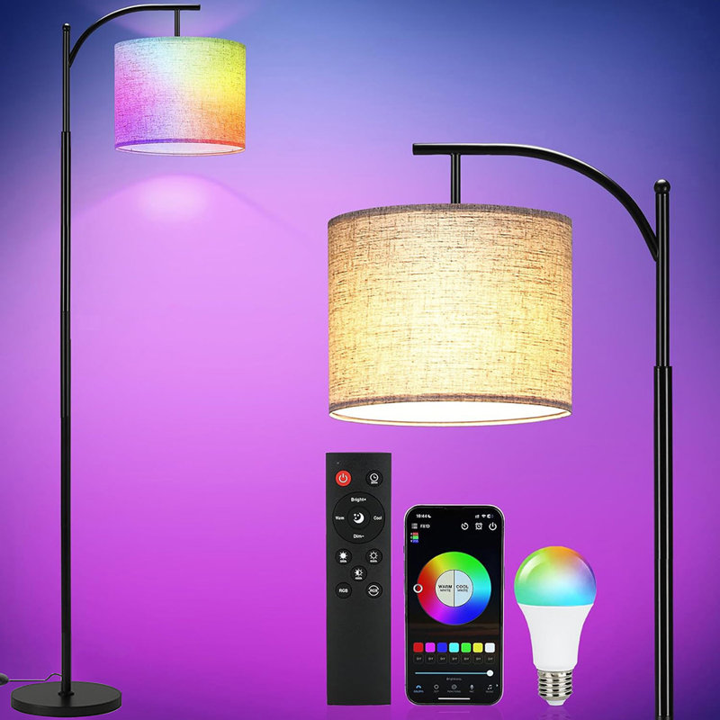 Modern RGB Arched Floor Lamp with Remote Control Standing Lamp
