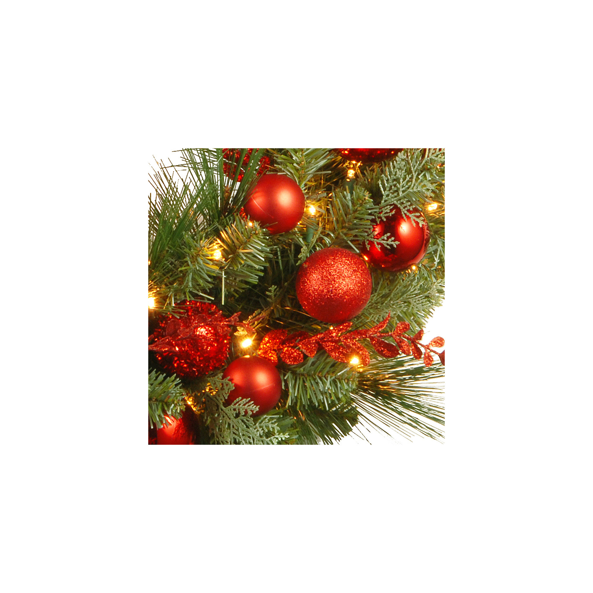 The Holiday Aisle® Decorative Collection Christmas Red Mixed Wreath with Battery Operated Lights, 24"