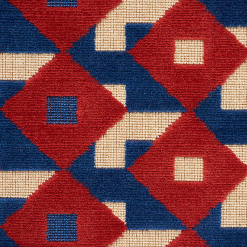 Tissu en velours Schumacher x Johnson Hartig Dazzle Ship, Bleu/rouge