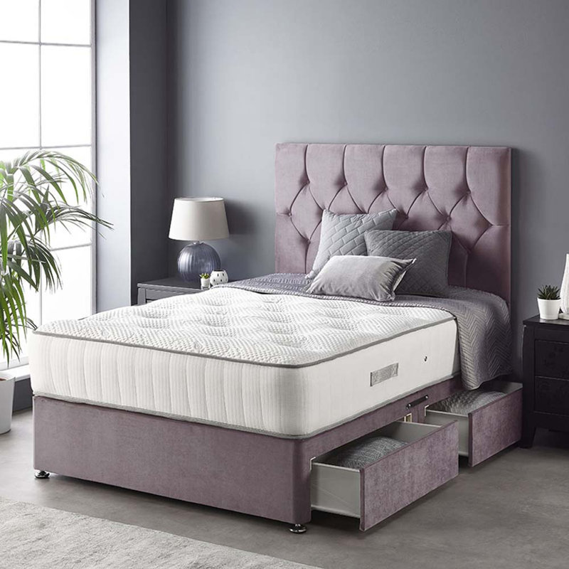 Boutique Pocketsprung Divan Bed Set, Blush, 4 Drawers, Kingsize (5')