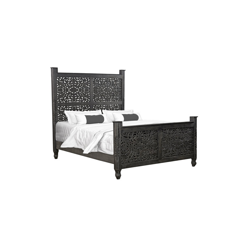 Harleen Solid Wood Standard Bed, Queen, Black