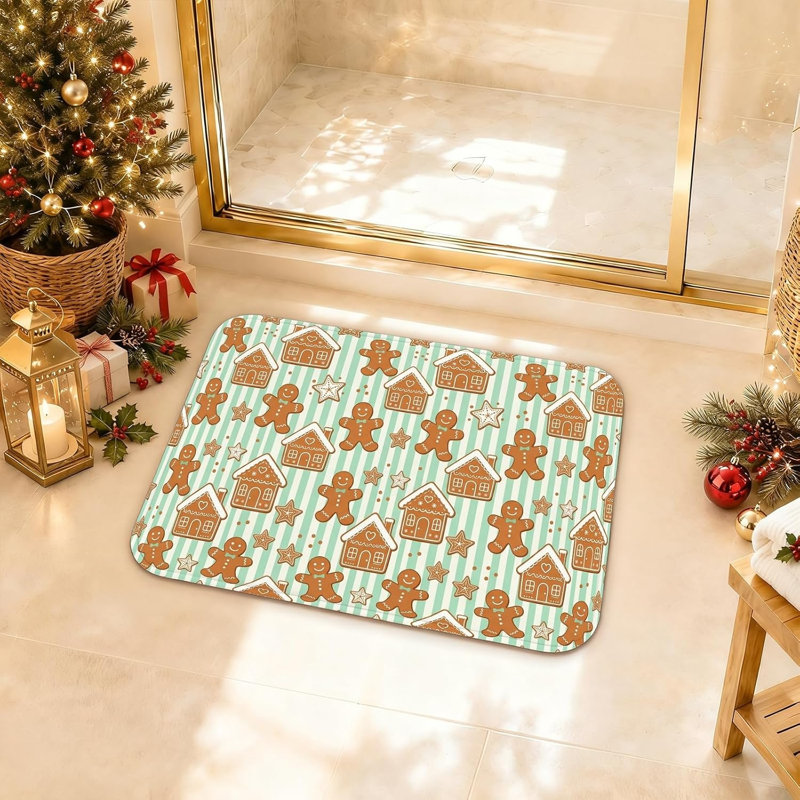 Tapis de salle de bain Gingerbread Man House, 24 po x 36 po, Single- 35.43" L x 23.62" W