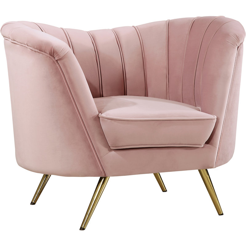 fauteuil demi-tonneau Koger, Velours rose