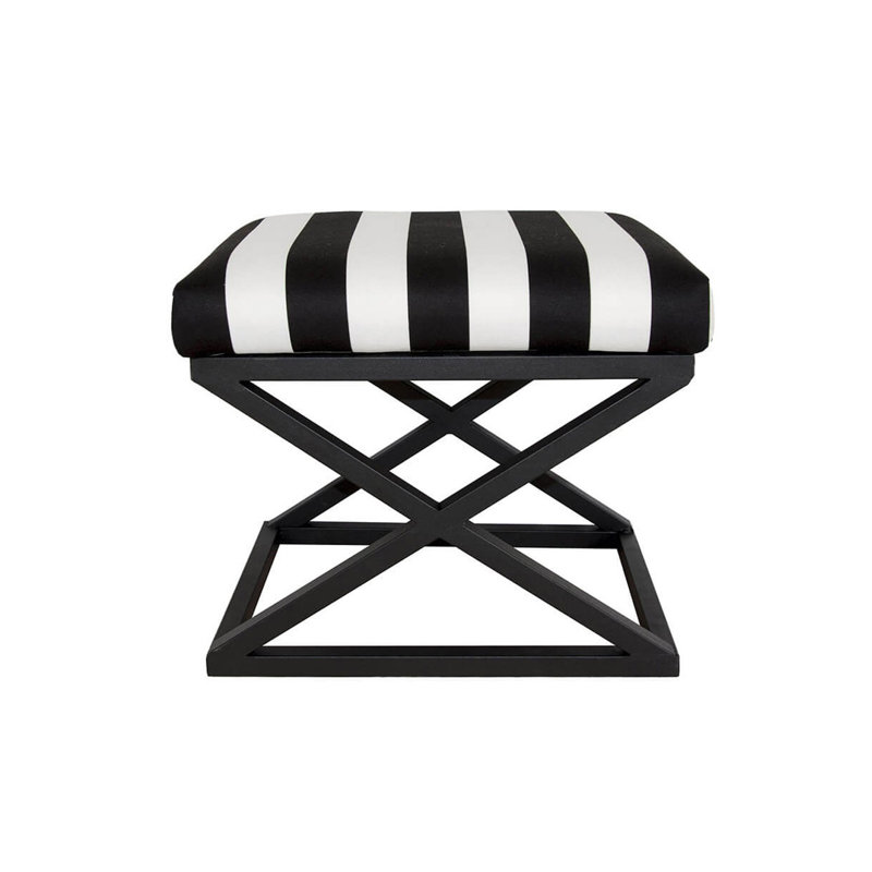 Stylish Pouffe Ottoman, Black & White, 19.7 x 16.5 x 15.7 inches | Durable 100% Metal Frame & Soft 100% Polyester Babyface Fabric | Ideal for Living Room, Bedroom, and Relaxation Spaces, Modern Design