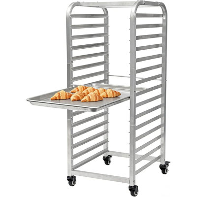 Support à paniers à 15 niveaux en aluminium avec 4 roues verrouillables