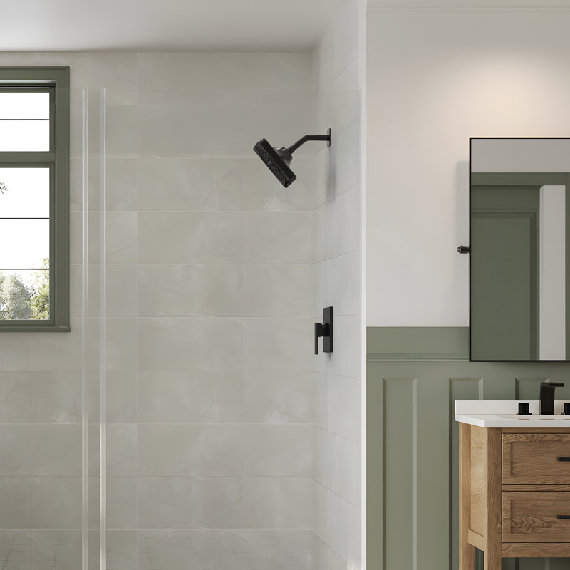 Ensemble de robinet de douche à poignée simple à pression équilibrée 6 ", ensemble de garniture murale avec pomme de douche à 7 modes et valve