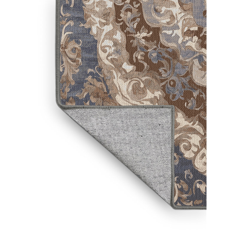 Machine Washable Gray Area Rug, Rectangle 6' x 9'