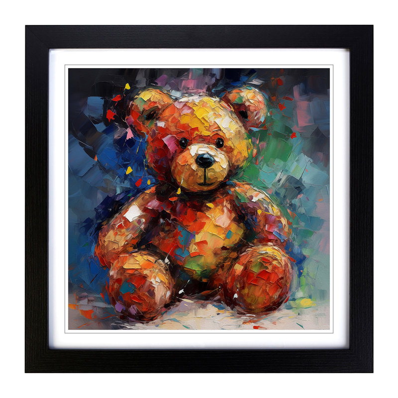 Teddy Bear Expressionism - Framed Print, Black