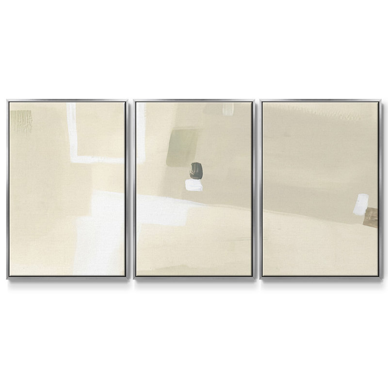 Neutral Slip I - Toile encadrée multi-pièces, Argent, H 36 po x l 75 po x P 2 po