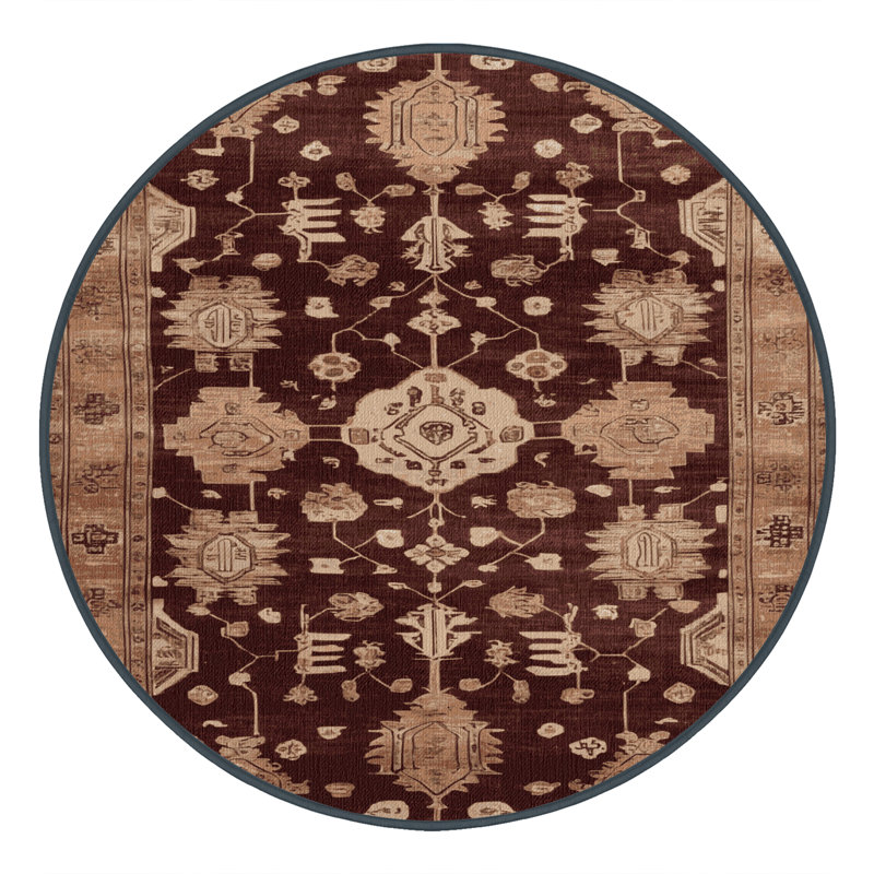 Tapis noir surteint lavable à la machine, Rond 7 pi