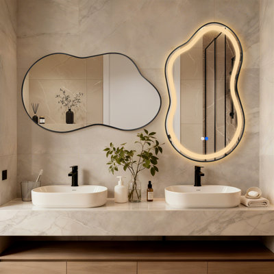 Cloud Shaped Wall Mirror Set, Led Mirror And Accent Mirror