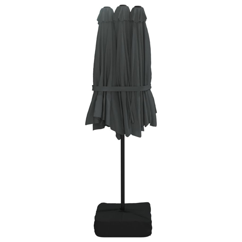  Parasol de jardin en polyester anthracite, fer thermolaqué, Anthracite