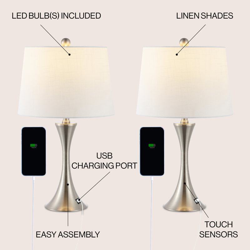Lampe de table Annamene 22,75 po Annamene, Nickel