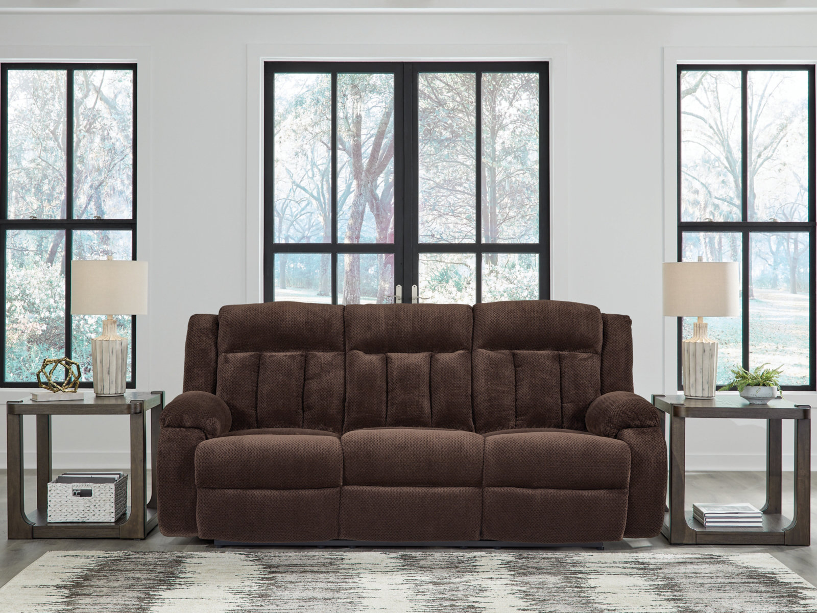 Everly Quinn Observation Power Reclining Sofa with Drop Down Table ...