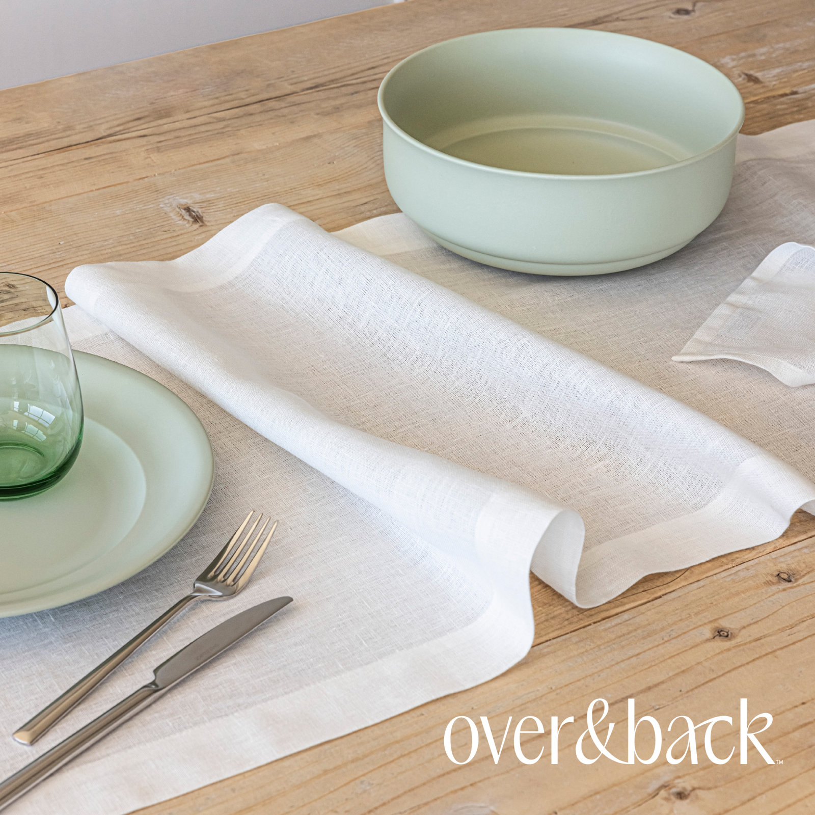Linen Table Runner, 18" W x 108" L, Ivory