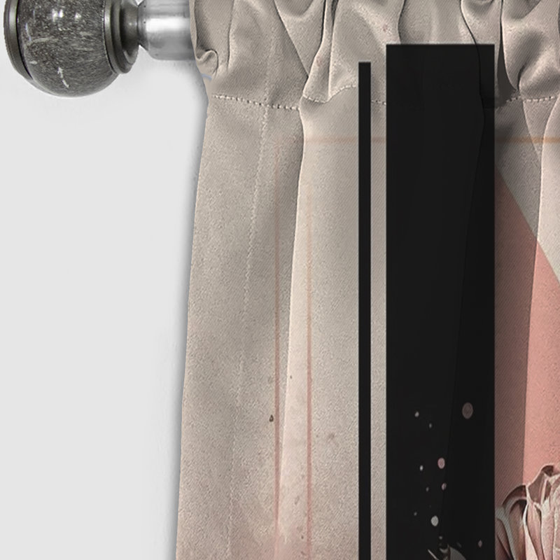 Seho - Rideau occultant à motif floral rose - 1 panneau, L 52 po x L 95 po