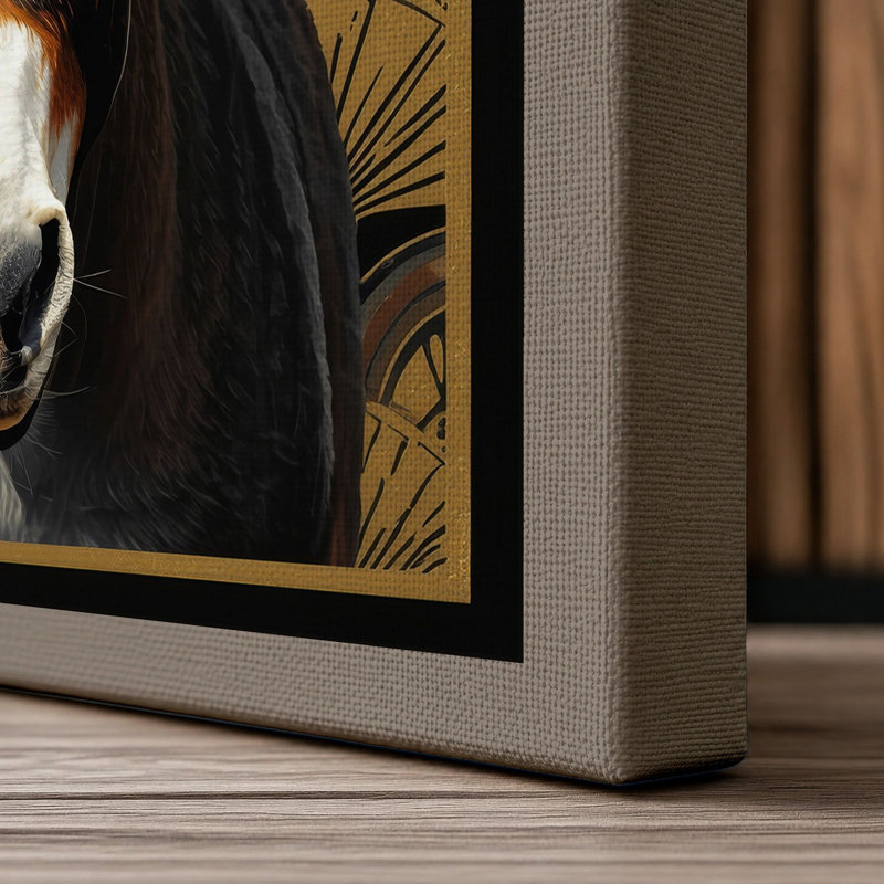 Donkey Portrait in Gold Art Deco - Wrapped Canvas, 24x16 - 61.0 x 40.6 cm, Taupe Border