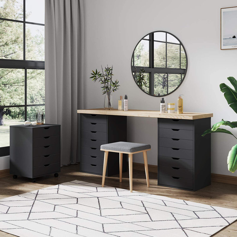 Hamann 48 cm W 7 -Drawer Filing Cabinet, Black