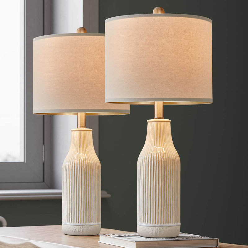 Lenu Ceramic Table Lamp, Beige