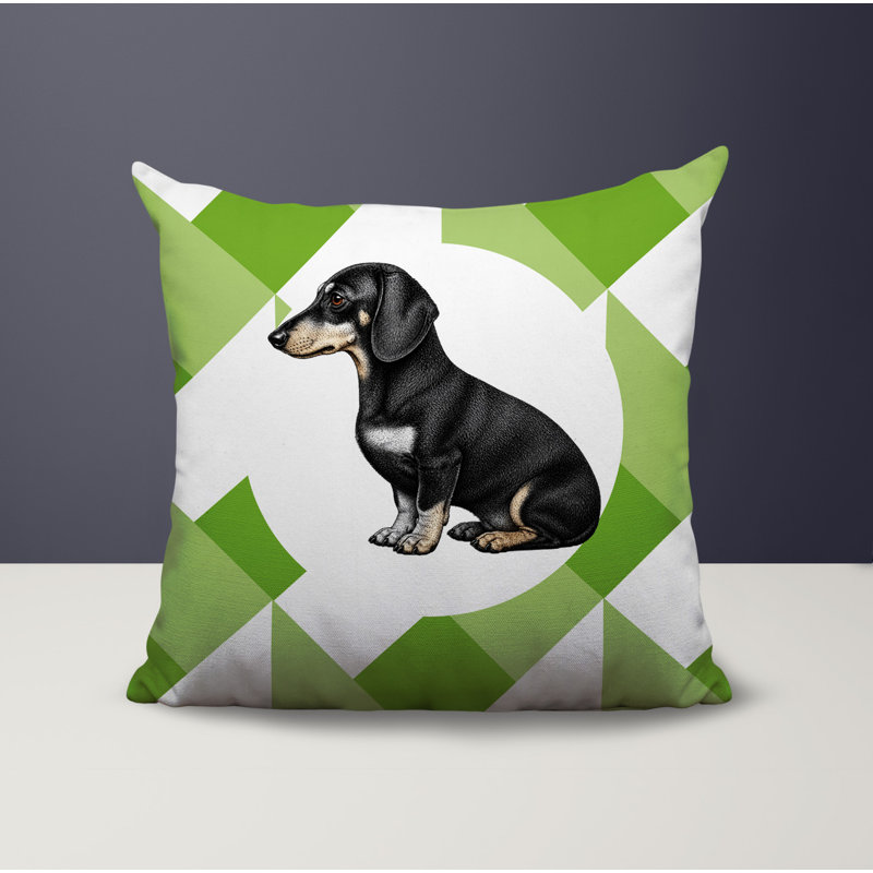 Coussin réversible intérieur / extérieur Dachshund Dog, 20 x 20, Vert printanier