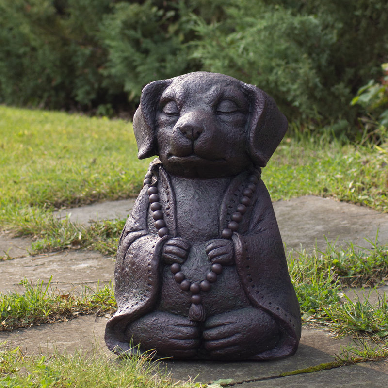 Statue de jardin 17 po avec bouddha gris foncé
