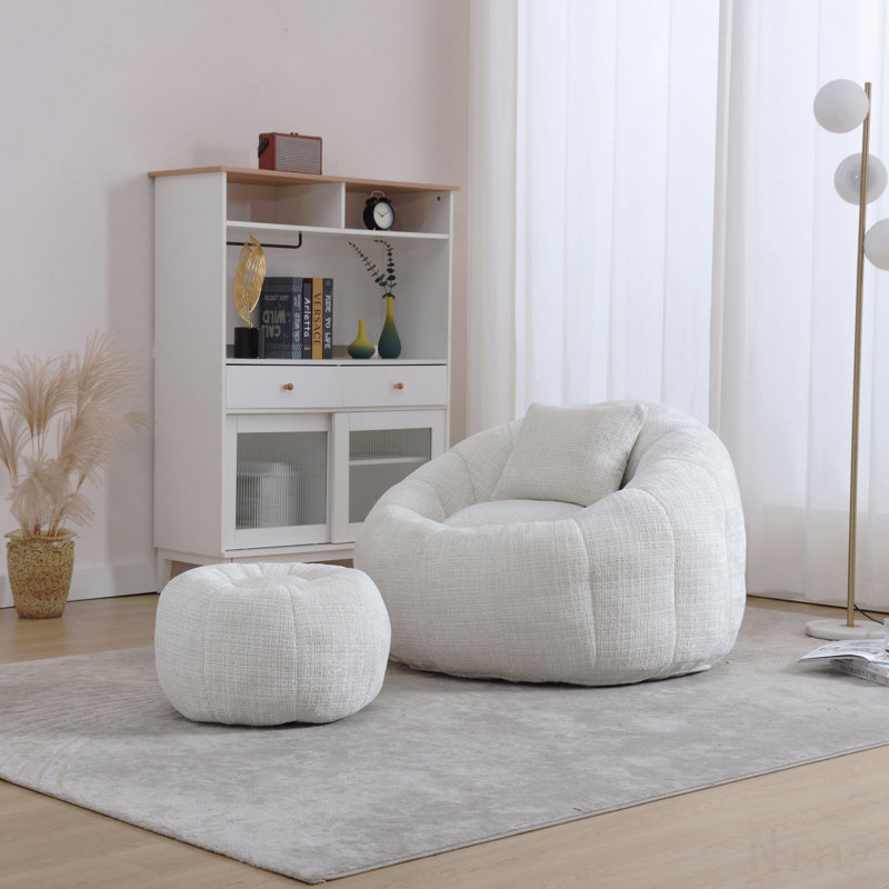 Fauteuils à billes modernes, fauteuil rond confortable pour adultes avec repose-pieds, fauteuil de lecture simple avec coussin pour salon, chambre à coucher, appartement