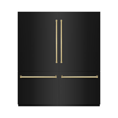 ZLINE Autograph Edition 72 in. 39.6 cu. ft. French Door Built-In Bottom Freezer Refrigerator with Water Dispensers and Ice Makers in White Matte and Accents