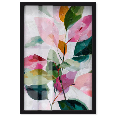 Art mural "Palmier rose" Expressive Leaves II par Art Remedy, cadre noir, 21 x 31
