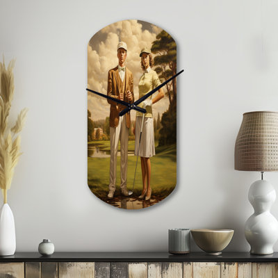 Swafford Vintage Timeless Golf - Golf Cylinder Metal Wall Clock, Modern Asymmetrical Wall Clock Print