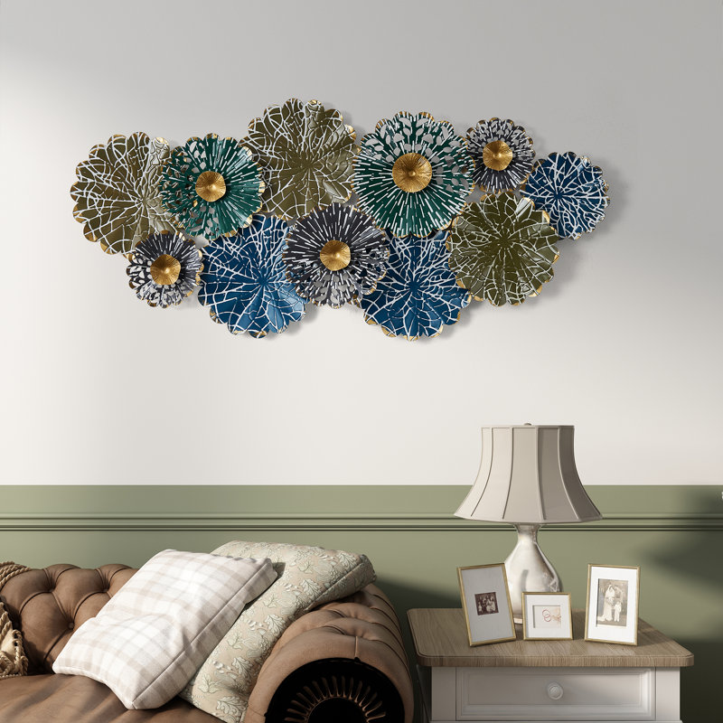 Handmade Multi-Color 3D Metal Flower Wall Decor with Hollow Layered Design