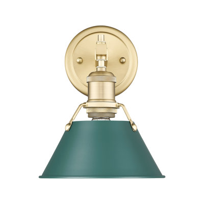 Meuble-lavabo de salle de bain 1 lumière Orwell en laiton vieilli avec pin vert