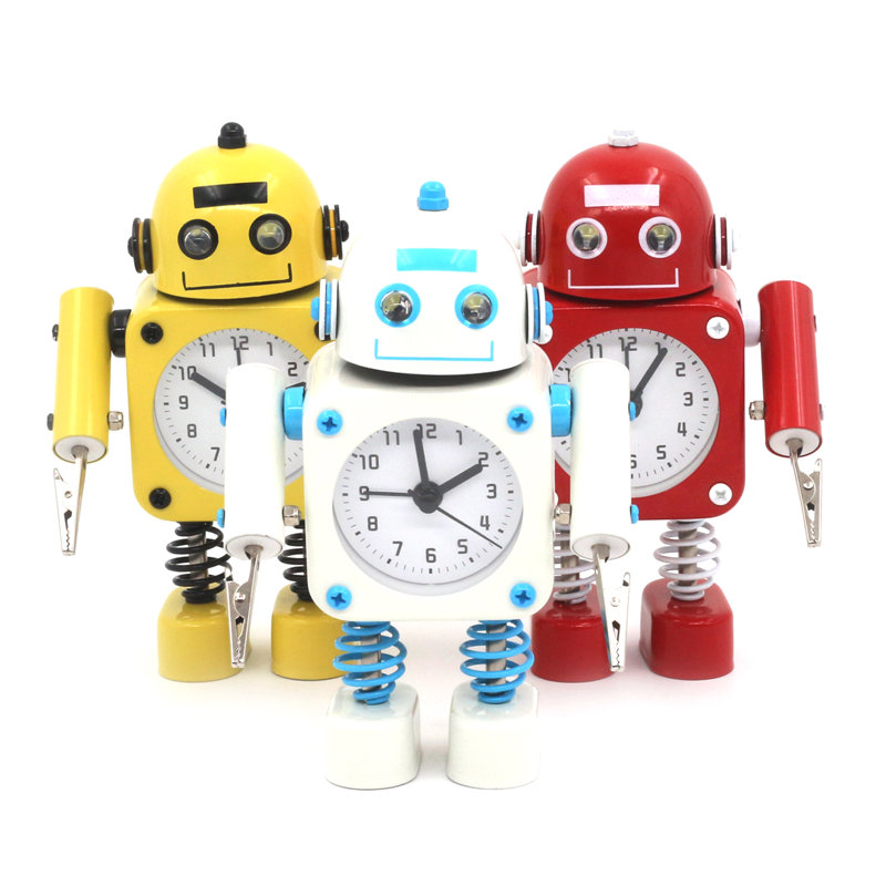 Analog Metal Mechanical Tabletop Clock with Alarm, Yellow