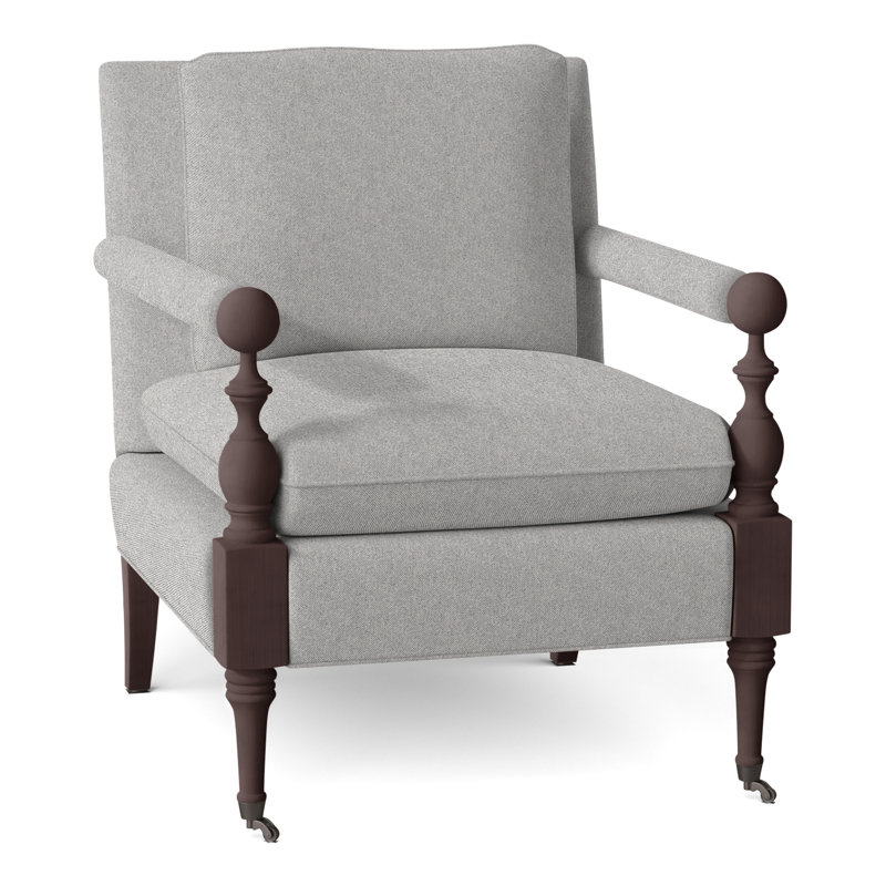 Leslie Armchair, Montego Bay, Perigold Aspen Flannel Light Gray