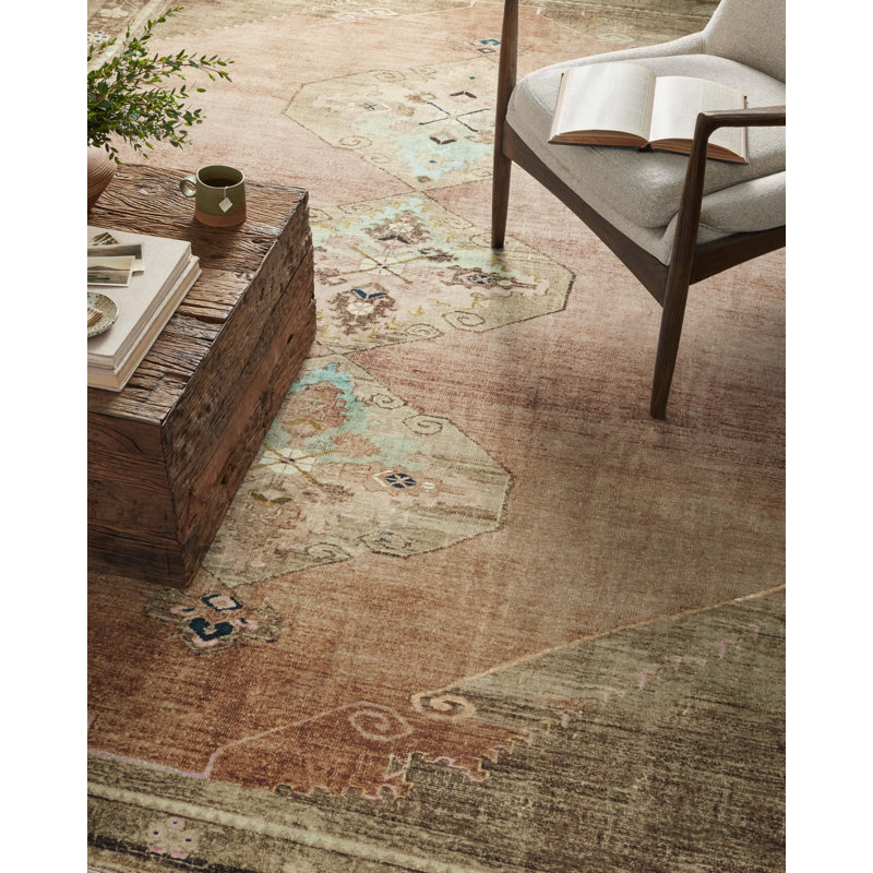 Sinclair Clay Tobacco 9' x 12' Washable Synthetic Area Rug