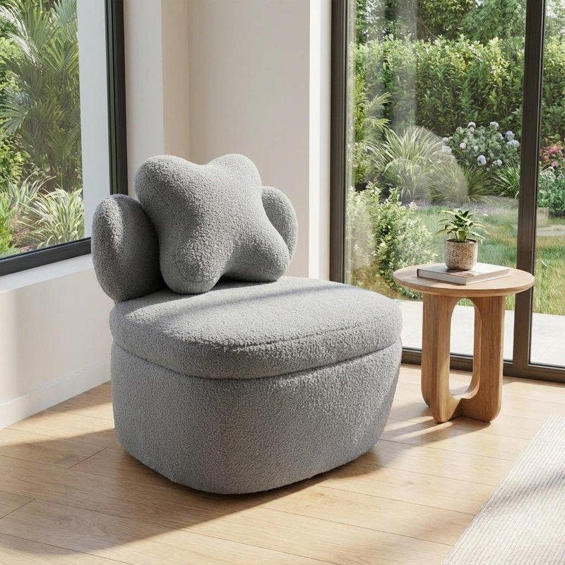 Upholstered Swivel Accent Chair, Cream
