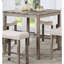 Table de salle à manger à hauteur de comptoir 5 pièces en gris et beige avec tabourets de table en bois massif: table, 4 sièges en lin pour un style moderne