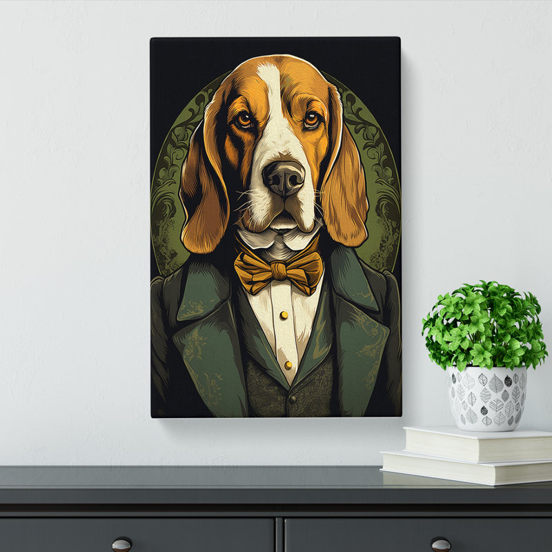 Beagle Art Nouveau Art - Wrapped Canvas, 60cm H x 40cm W x 3cm D