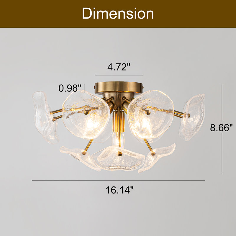 5-light Flush Mount Chandelier , Gold
