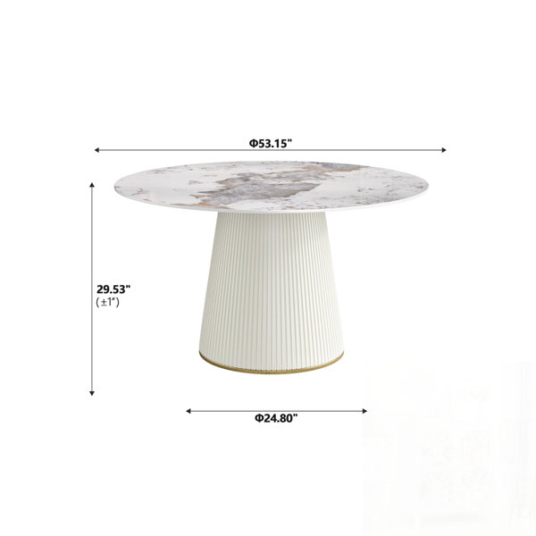Everly Quinn Modern Artificial Stone Round Dining Table with Plywood PU ...