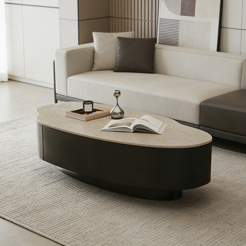 Table basse de salon Modern Creativité, H 12,99 po x L 39,37 po x l 19,68 po, Black
