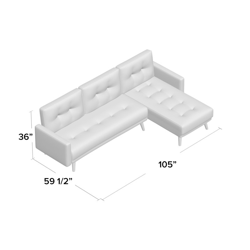 Maxime Upholstered L-Shaped Sectional Reversible, Black