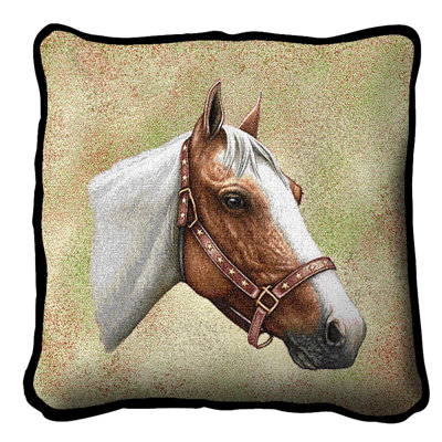 Pinto Horse Cotton Throw Pillow