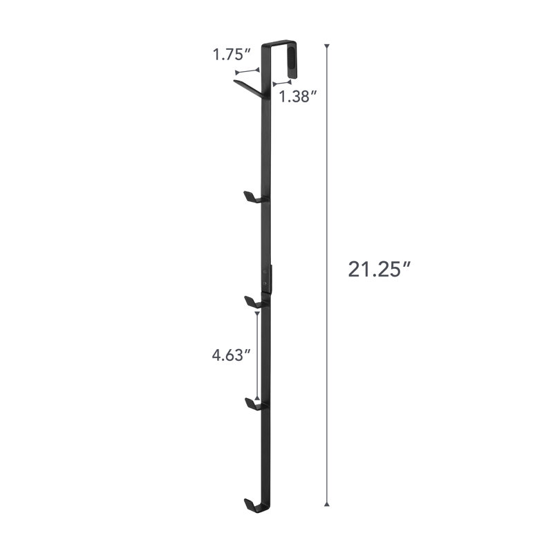 Black Vertical Steel Over-the-Door Hanging Coat Rack