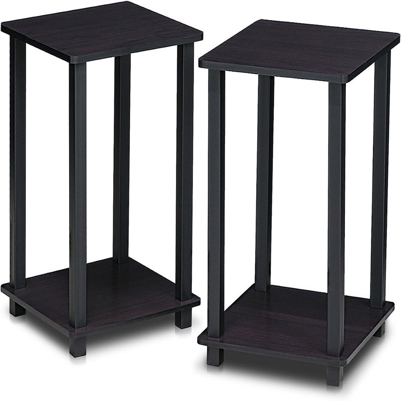 Ensemble de tables de bout avec rangement Bianco, Noyer foncé, Noir