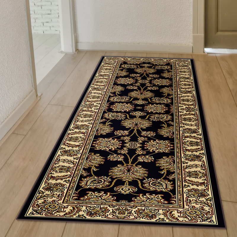 Tapis oriental noir Jordan, Tapis de couloir 2 pi 2 po x 8 pi