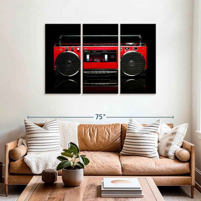 Abarca Retro Red Boom Box, 48" H x 74" W