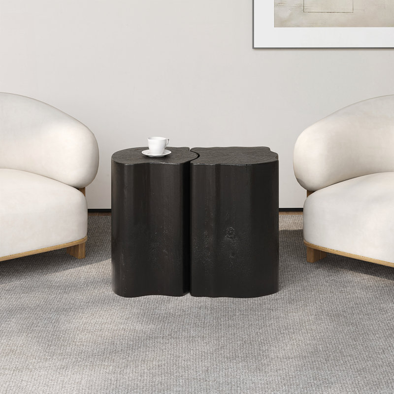 2-In-1 Irregular MGO End Table, Black