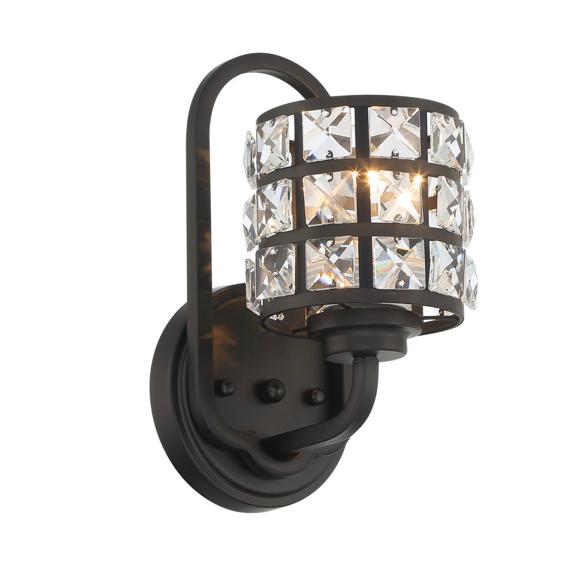 1 - Light Dimmable Black Armed Sconce