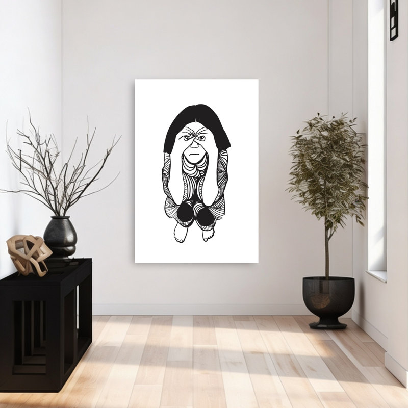 Art mural contemporain abstrait Curious Peeking, 48" H x 32" W