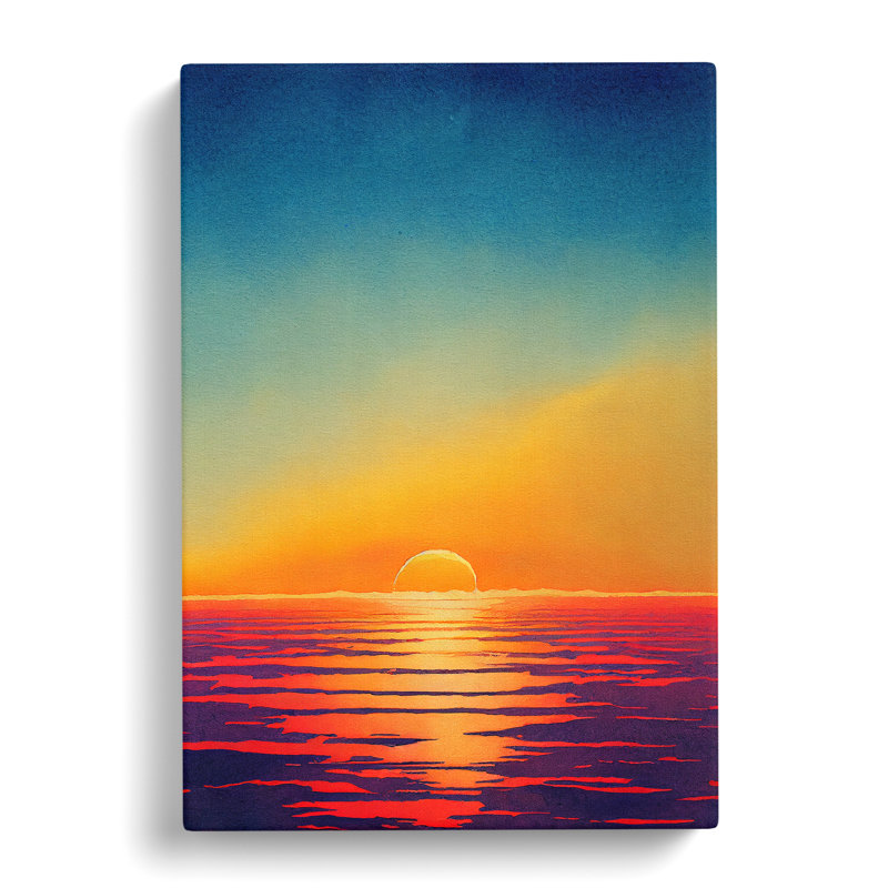 Watercolour Ocean Sunset No.6 - Wrapped Canvas, 76cm H x 50cm W x 3cm D